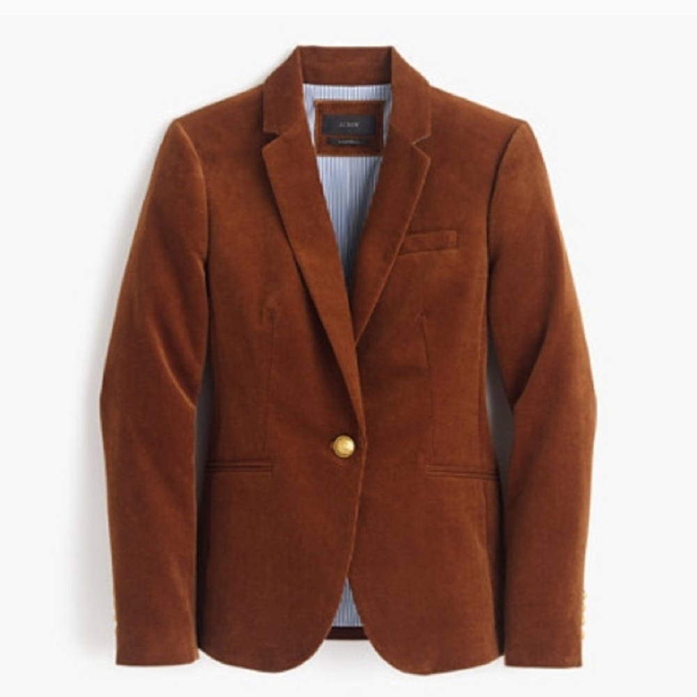 J. Crew Campbell Brown Corduroy Velvet Blazer - 6 - Picture 2 of 11